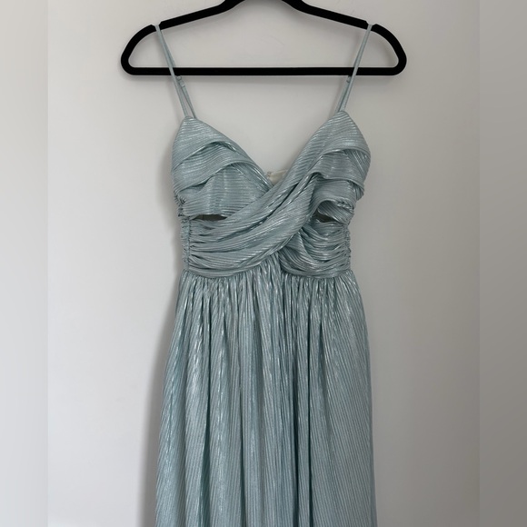 Lovers and Friends Small Ashley Gown in Dusty Blue Metallic - Picture 5 of 9